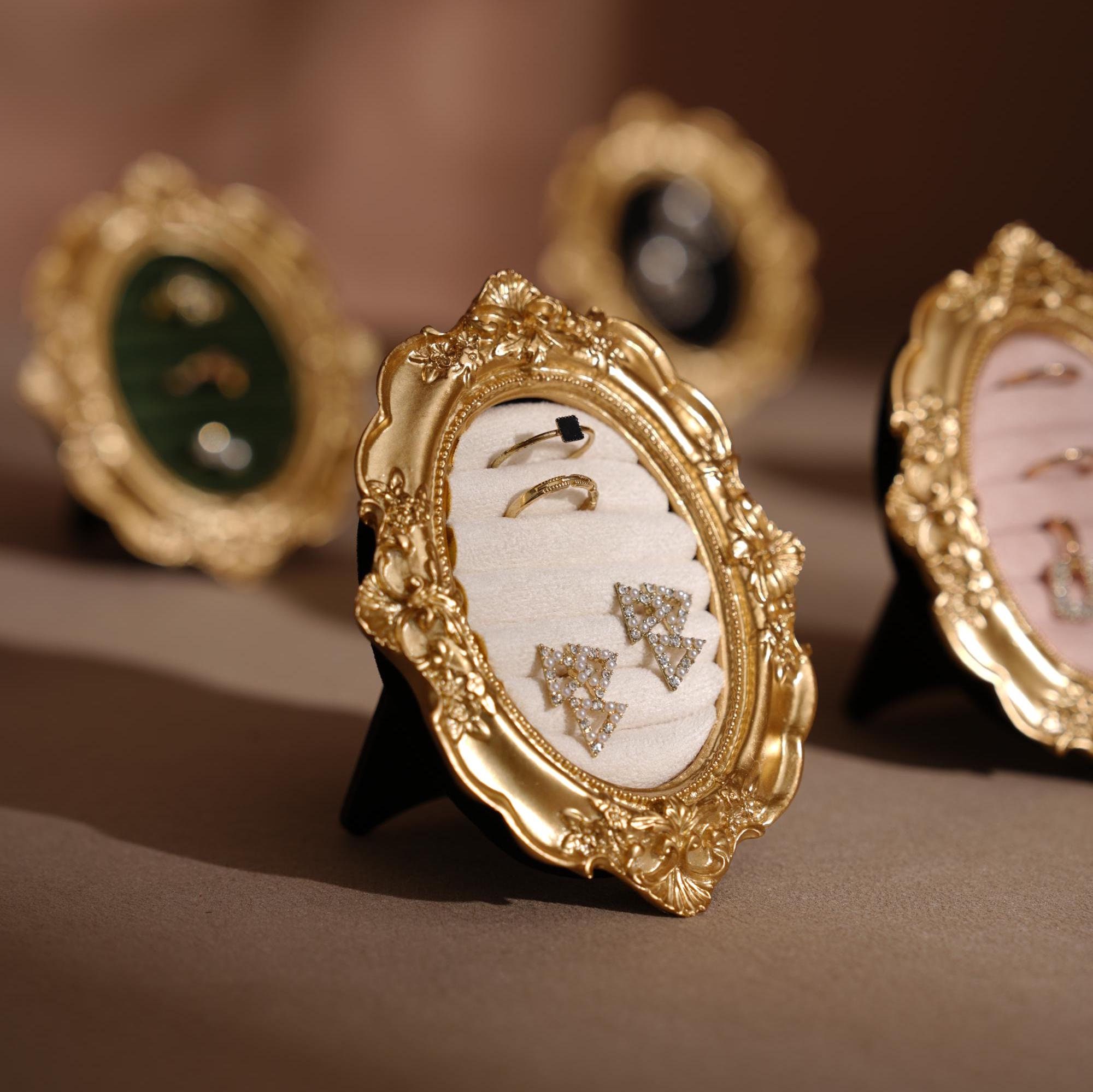 Espositore per gioielli in stile vintage per anelli di fidanzamento, organizer per orecchini, decorazioni per matrimoni, regalo per la figlia o per il compleanno della fidanzata.