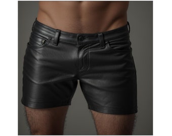 Handmade Genuine Sheep Leather Black shorts for Men Leather Shorts For Him Gay Leather Party Sexy Shorts Pride Walk Shorts