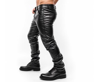 Herren Schwarz Echt Schafsleder Jeans Hose Handgemachte Reiter Steampunk Lederhose Männer Lederhose Hose Motorrad Lederhose