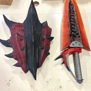 Set spada e scudo di Monster Hunter • Set cosplay • Accessorio per costumi • Fai da te, stampato a colori o dipinto a mano • Regalo EPICO