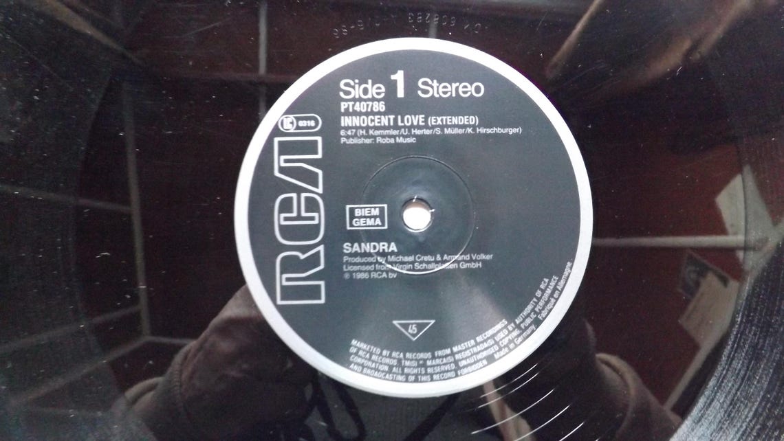 MAXI 45t. 12".   SANDRA.  Innocent Love. 1986.  (Synth Pop) ., foto 3 de 4