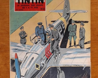 TINTIN Magazine - Belgian Edition. 13th Year. Issue No. 49. 1958. Cover by F. CHENEVAL, Douglas Bader.