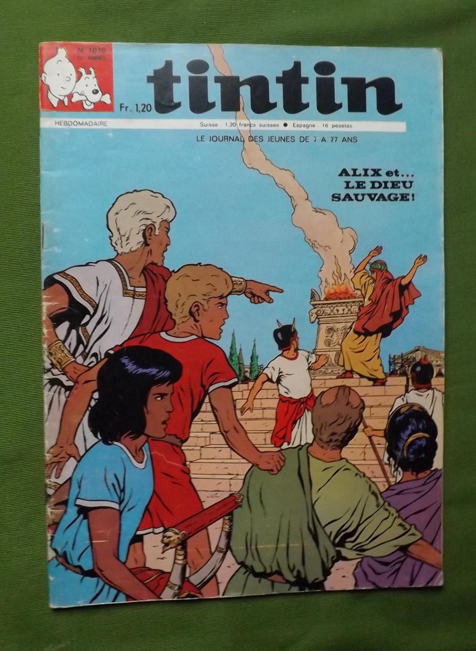 TINTIN Journal - French Edition. 21st Year. Issue 1070. 1969. Cover by CRAENHALS.