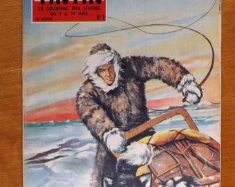 Rare TINTIN Magazine - Belgian Edition. 13th Year. Issue No. 8. 1958. Cover by ASLAN, Adrien de Gerlache. (EXPO 58)