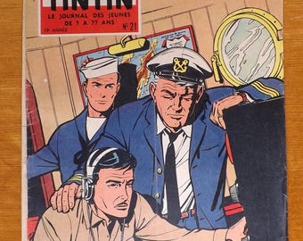 Rare TINTIN Magazine - Belgian Edition. 13th Year. Issue No. 21. 1958. Cover by GRATON, Edouard Branly. (EXPO 58)