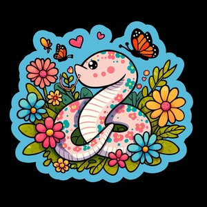 Hognose Snake Flowers Sticker- Western Hognose Snake