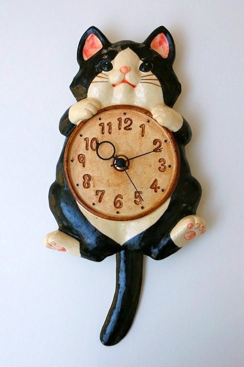 Asian sale cat clock