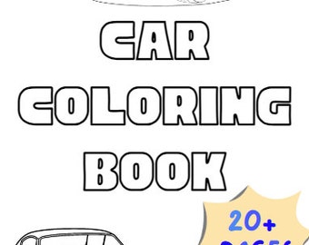 Car coloring book for children PDF (20+ pages)