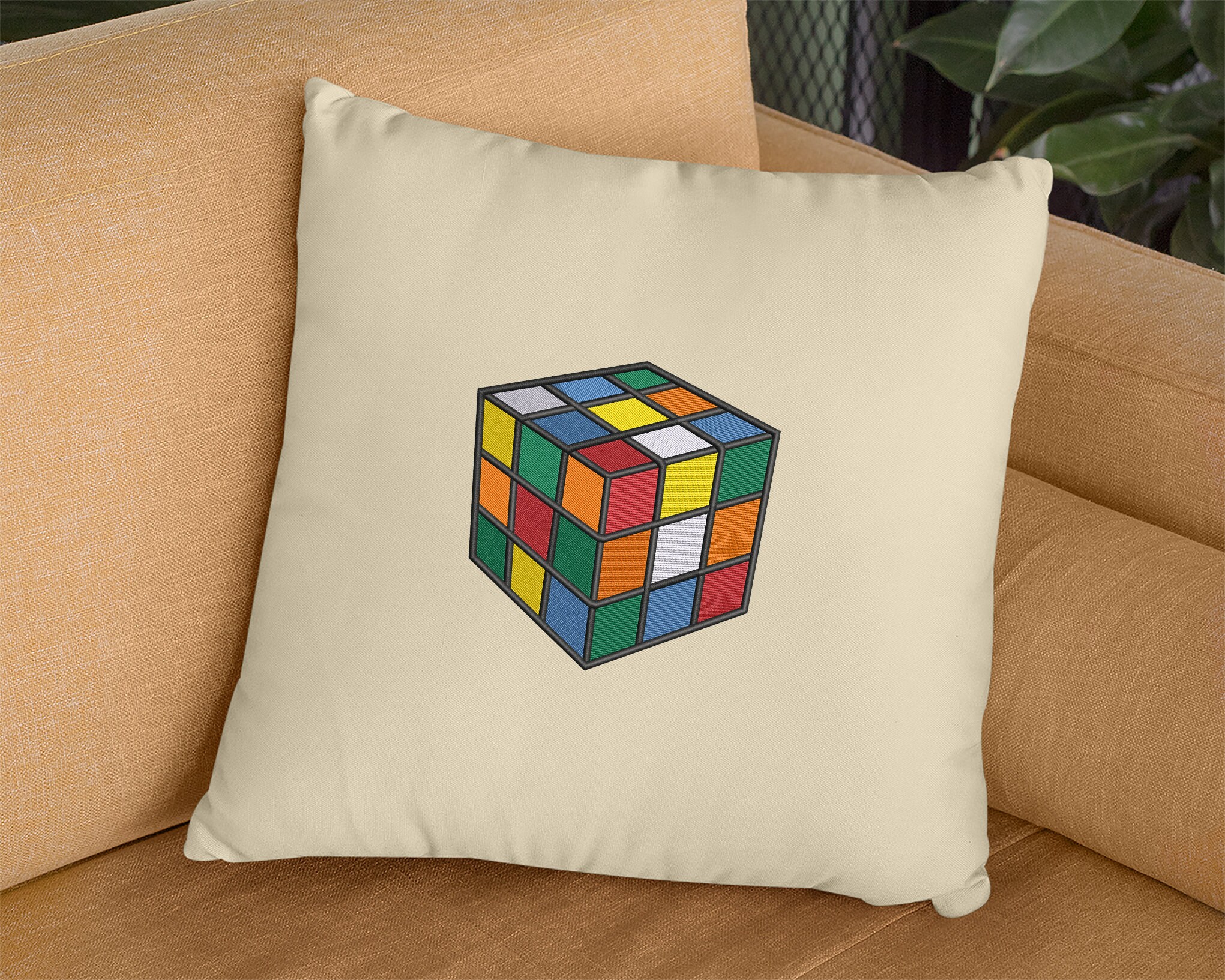 Rainbow Rubik Cube Machine Embroidery, Puzzle Cube Embroidery Design
