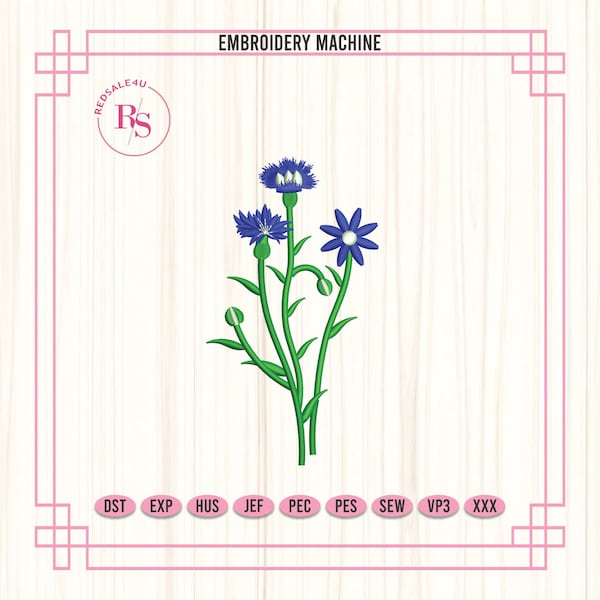 Corn Flower Machine Embroidery, Meadow Flowers Design Embroidery, Mini Floral Digital Embroidered Pattern, Dst Pes Files, Instant Download