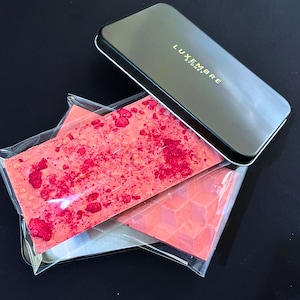 Handmade Ruby chocolate  with crunchy Raspberries