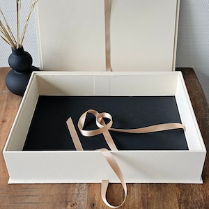 Tamaño libremente seleccionable de 24x33x8 a 35x45x12cm Caja Profesional XXL HighEnd Premium hecha a mano DOBLE PARED Caja de Regalo de Boda Caja de Álbum