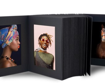 18x24cm Leporello-Album Professional XL High-End Premium Passepartout Zig-Zag Akkordeon-Album Fotoalbum inkl. Passepartouts für Bild 15x21cm