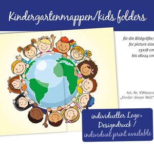 Carpeta de fotos escolar Passepartout "Niños del mundo" para fotos 13x18 18x24 vertical horizontal bolsa cartón resistente carpeta de jardín de infantes carpeta de guardería sin plástico