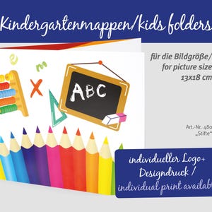 Passepartout Schulfotomappe ABC für Fotos 13x18cm hoch quer Tasche fester Karton Kindergartenmappe Fotomappe Hortmappe kein Plastik