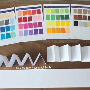 60x90mm concertina album 11 segments / available: 17 different sizes 30x30mm - 173x173mm + 9 premium papers from Europe many colours 300gsm