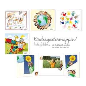 Schulfotomappen Classic für 13x18 & 15x21 hoch quer + Tasche stabiler Karton Kindergartenmappe Fotomappe Abgabemappe Bildmappe Designs 04