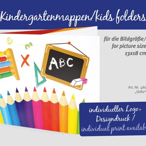 Carpeta de fotos escolar Passepartout "ABC" para fotos 13 x 18 cm de alto horizontal bolsa de cartón resistente carpeta de guardería carpeta de fotos carpeta de guardería sin plástico