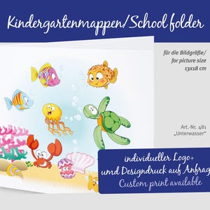 Carpeta de fotos escolar Passepartout nº 481 "Pez" para fotos 13 x 18 cm de alto bolsillo horizontal carpeta de cartón rígido carpeta de guardería carpeta de fotos carpeta de guardería sin plástico