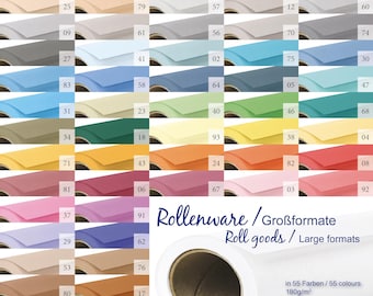 Rolos infinitos de papel colorido 115 cm de largura 180gsm 67 cores