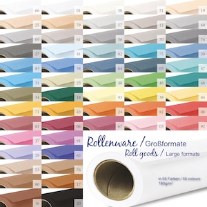 Rotoli di carta colorata "Endless" larghezza 115 cm 180 g/m² 67 colori