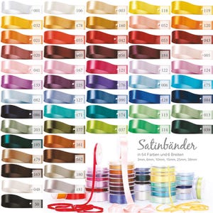 3-38mm / 0,12 to 1,5 Premium satin ribbon double-sided with fine selvedge to choose from ribbon gift ribbon decorative ribbon for crafting