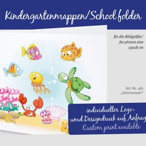 Passepartout Schulfotomappe Nr481 Fische für Fotos 13x18cm hoch quer Tasche fester Karton Kindergartenmappe Fotomappe Hortmappe no plastic