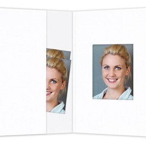 Pak van 100 goedkope pasfotomappen foto 3,5 x 4,5 cm "no nonsense" wit eenvoudig goed pasfotomap paspoortmap wit mat 250 gsm 1 passepartout 1 zak