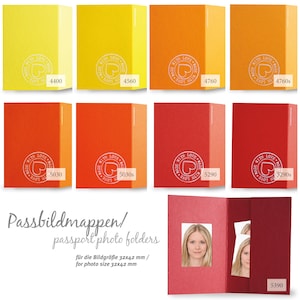 Cartella per foto tessera 3,5 x 4,5 cm cartella per foto tessera rossa cartella per passaporto 57 bellissimi colori 100% riciclato opaco o strutturato 210 g con + senza stampa vintage