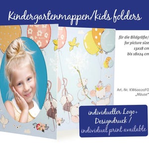 Frontbild Passepartout Schulfotomappe Mäuse für Fotos 13x18 bis 18x24cm 300gsm Recycling Karton Kindergartenmappe Hortmappe kein Plastik