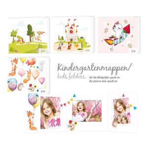 Carpetas de fotos escolares Clásicas para retratos y paisajes de 13x18 y 15x21 + bolsa Carpeta de cartón resistente para jardín de infantes Carpeta de envío de fotos Carpeta de imágenes Diseños 09