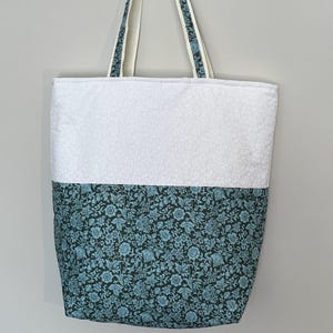 Blue liberty print and white cotton Tote bag