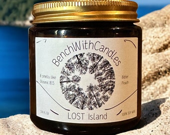 Bitter Peach - Smells like Oceanic 815 - Lost Island - Soy wax candle in amber jar