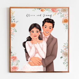 Retrato ilustrado personalizado a partir de foto, Regalo de boda para pareja, Retrato personalizado para pareja, Regalo de aniversario personalizado, Retrato de pareja