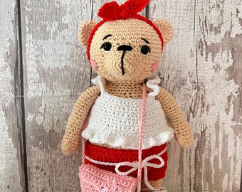 Ruby the Crocheted Bear - 11” (28cm) in Length!