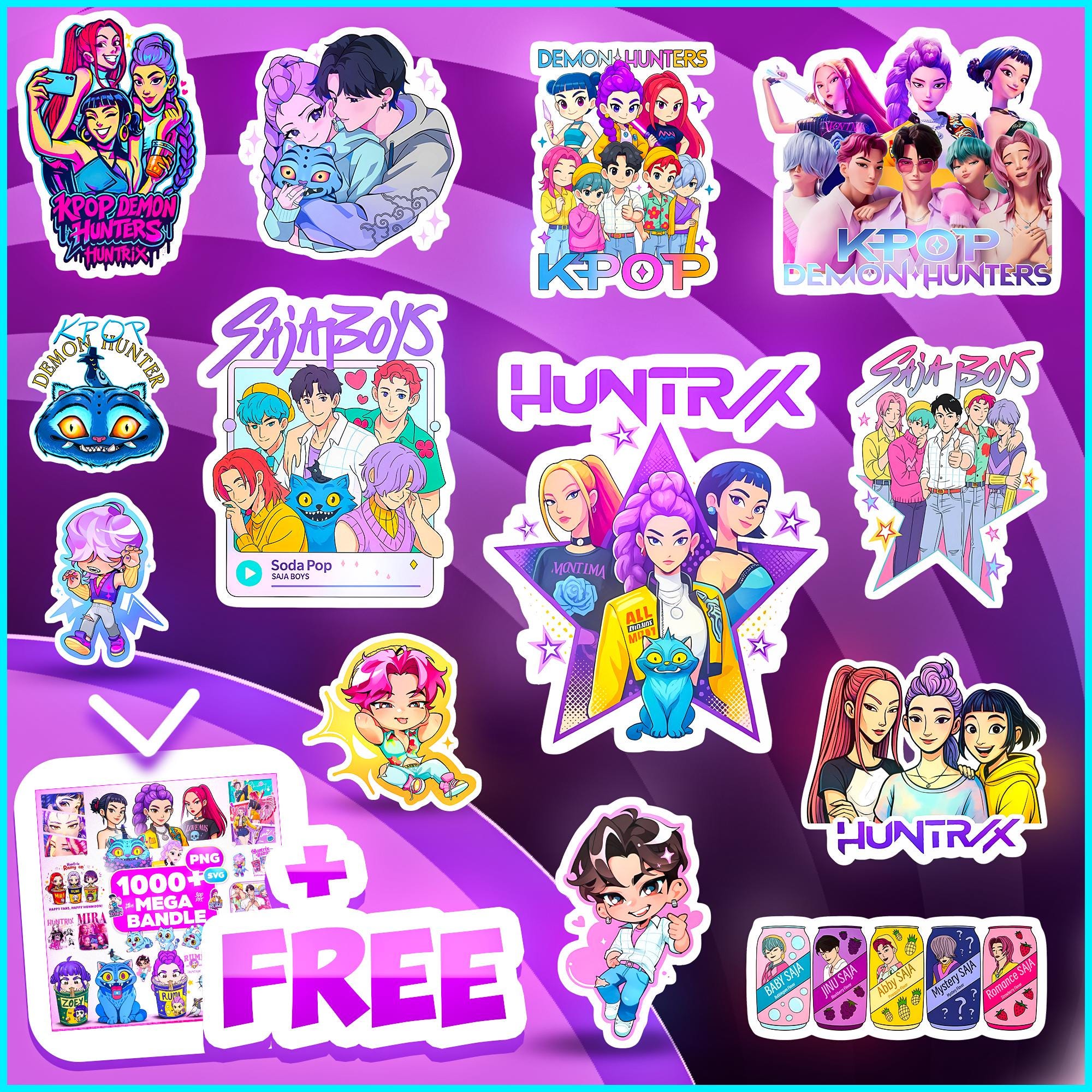 Kpop Demon Hunters PNG, Girl Dinner Png, Saja Boys Girls Bands