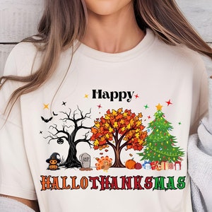 Happy Hallothanksmas Shirt Png Svg, Halloween Png, Thanksgiving Png, Autumn Png, Trendy Christmas Png, Grinch Christmas png