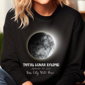 Total Lunar Eclipse 2025 Png Svg, Custom Town Solar Eclipse Art, September 7th Path of Totality Eclipse Souvenir Gift, Great American Lunar