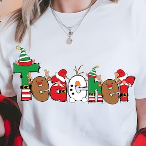 Trendy Teacher Christmas png svg, Funny Teacher Xmas Shirt Gift, Love Christmas Teach svg png, Merry Holly Jolly Santa Teacher png