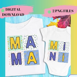 Mama Mini Png, Mama Mini SVG, Retro Floral Mama Mini Shirts, Varsity Letters, Mommy and Me Outfits, Mama Png Sublimation, Mama Mini Cut file