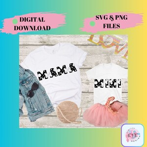 Mama Mini Png, Mama Mini SVG, Mama and Mini Varsity Letters with Bubble, Mommy and Me Outfits Matching, Mama Sublimation, Mama Mini Cut file