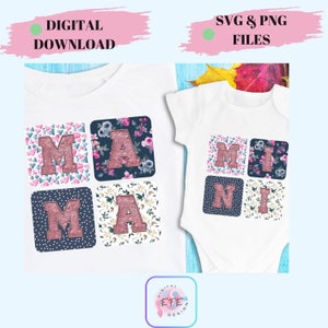 Mama Mini png, Mama Mini Svg, Faux Sequins Mama Varsity Png, Retro Floral Mama Mini Shirts, Mama Sublimation Designs, Mama Mini Cut File