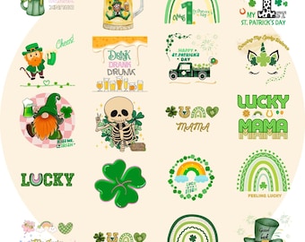 St Patricks Day Png Clipart Bundle, Lucky Mama Vibes (Digital Download)