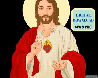 May include: Digital download of a religious image featuring a depiction of Jesus Christ with a red robe and a flaming heart with a crown of thorns. The text "I'M TELLING DAD" is at the bottom of the image.
