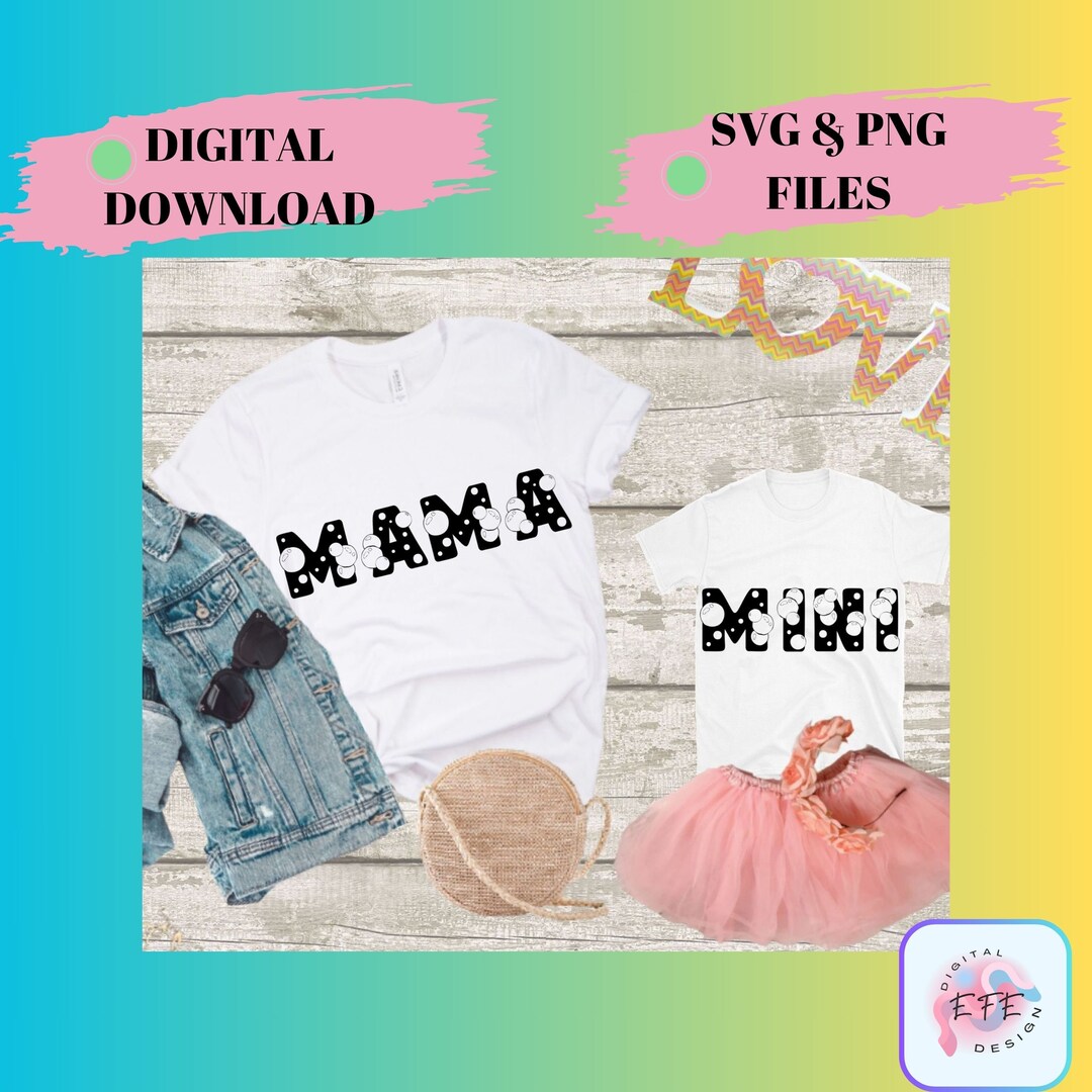 Mama Mini Png, Mama Mini SVG, Mama and Mini Varsity Letters With Bubble ...