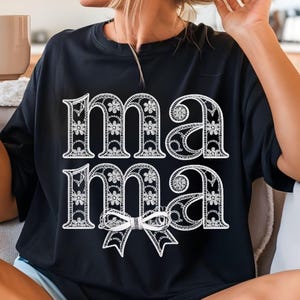 Floral White Lace Mama Png, Lace Mama Coquette png File for Mother&#39;s Day, Mama Varsity Gift for Her