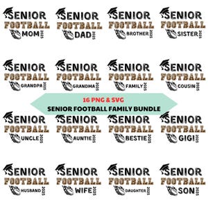 Senior American Football Family 2025 Svg Png Bundle, Class of 2025 svg, Senior Football Mom, Graduate 2025 svg, Football Dad Sister Shirt
