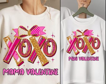 Mama Mini Valentine XOXO PNG | Mommy and Me Valentine Shirt Design | Matching Mom Mini PNG | Sublimation Digital Download