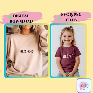 Mama Mini Png, Mama Mini SVG, Mama and Mini Varsity Letters, Mommy and Me Outfits Matching, Boy Mama Png Sublimation Tee, Mama Mini Cut file