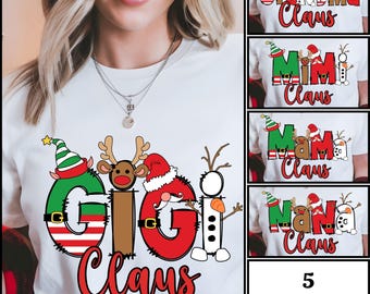 Christmas Mama Gigi Nana Mimi Grandma Claus Family Bundle Png Svg, Custom Christmas Mama with Kids name png, Girly Merry Xmas Sublimation